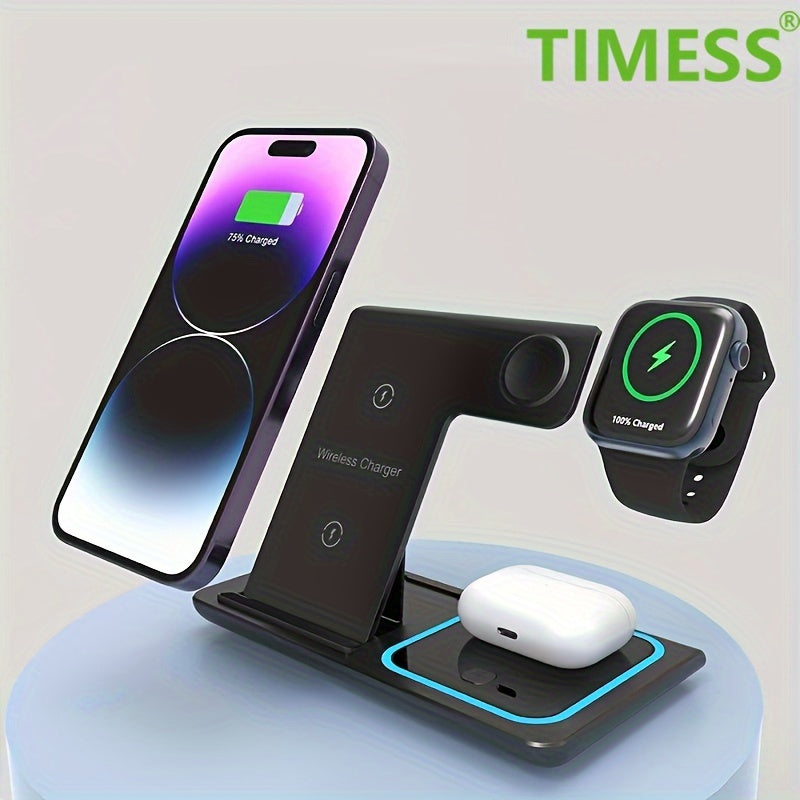 Estación de Carga Inalámbrica 3 en 1 para iPhone, Apple Watch y AirPods