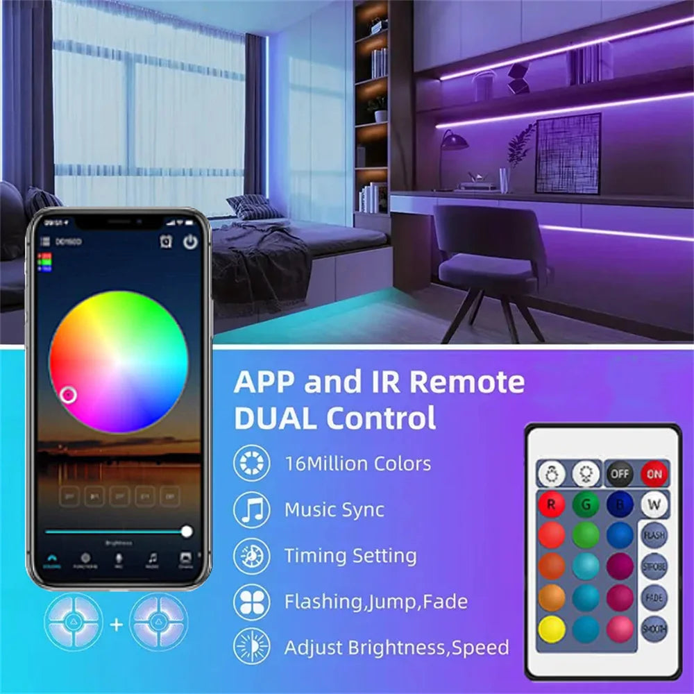 Tira LED RGB USB 5V con Control Remoto para Decoración de Habitación y TV