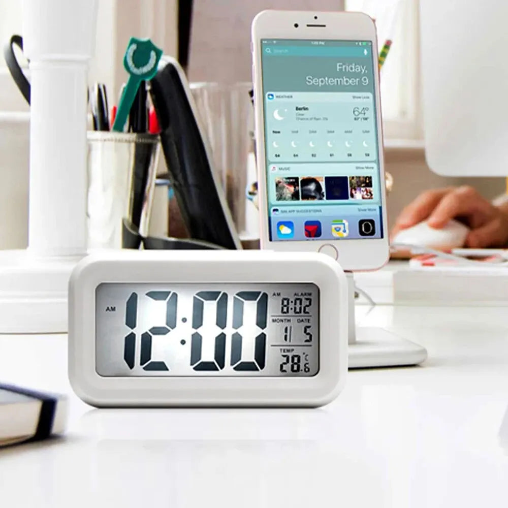 Reloj Despertador Digital LED con Pantalla Grande, Calendario y Temperatura