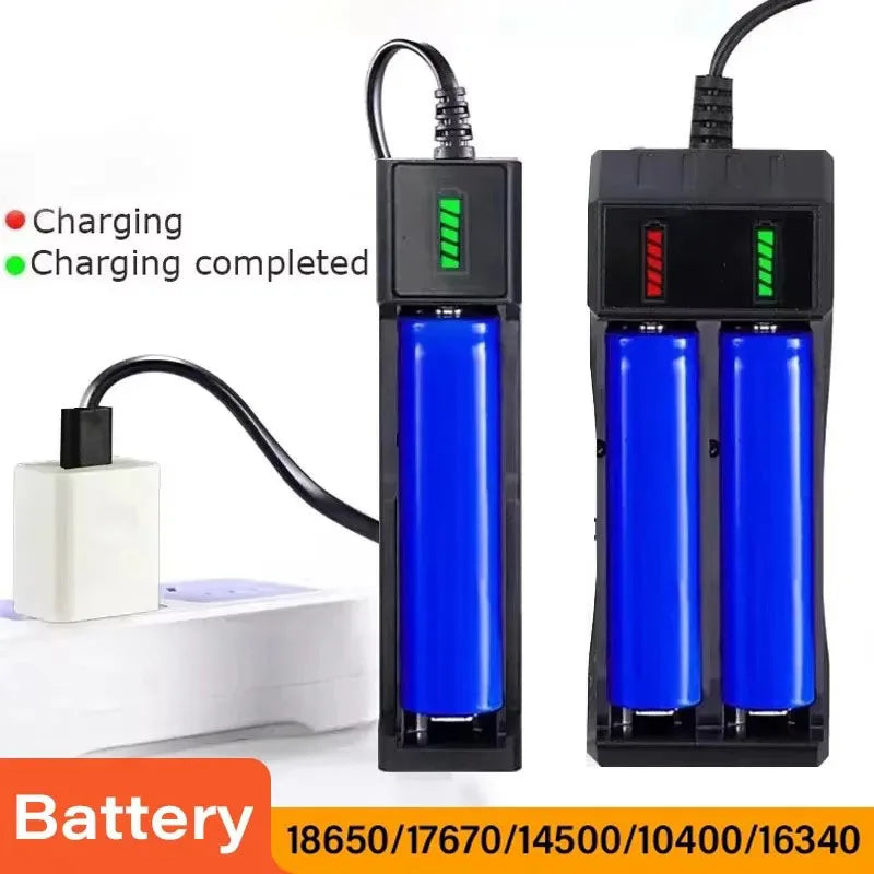 Cargador de Baterías 18650 USB - 1, 2 o 4 Ranuras con Indicador LED