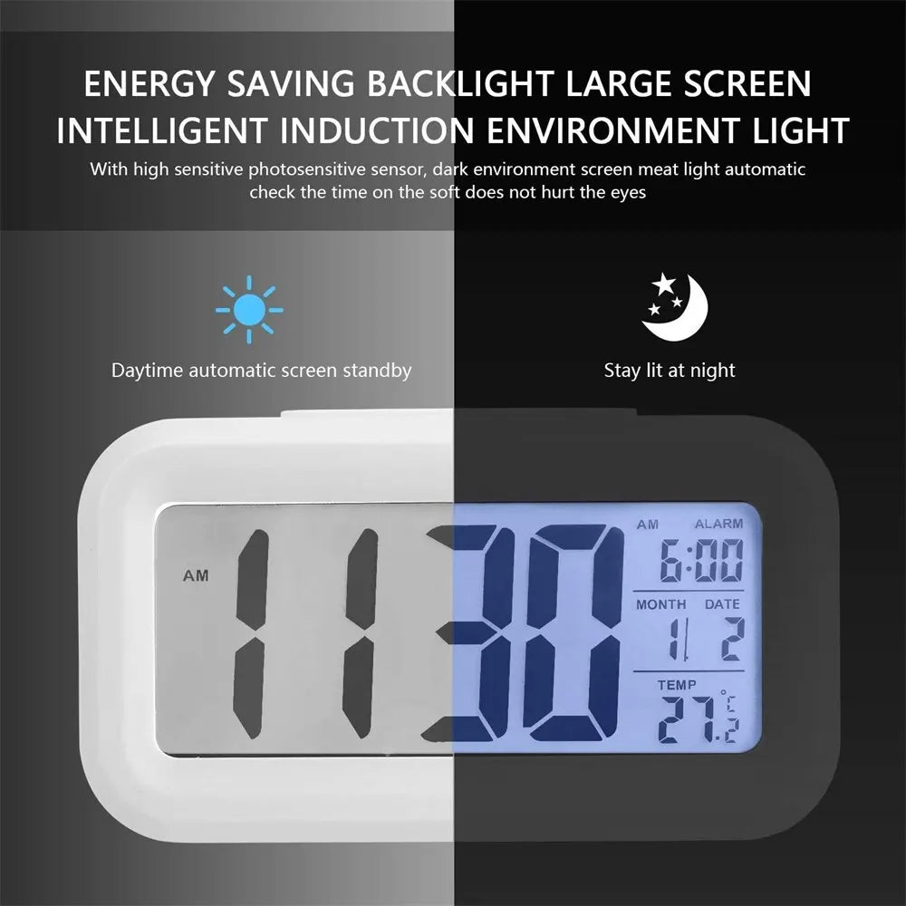 Reloj Despertador Digital LED con Pantalla Grande, Calendario y Temperatura