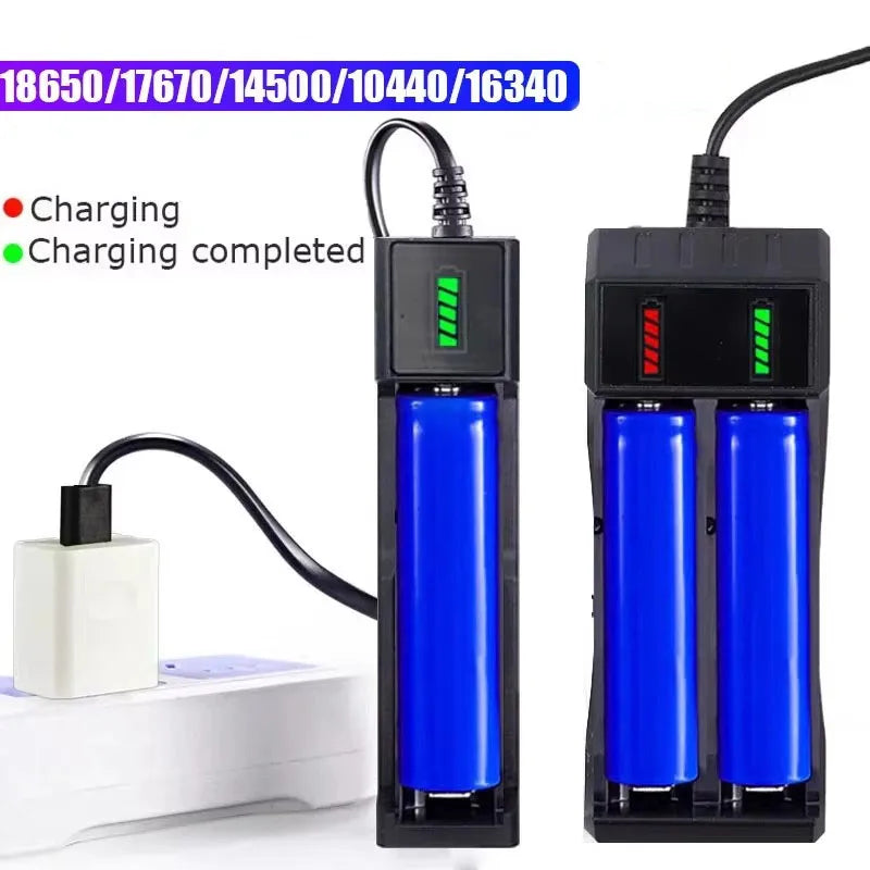 Cargador de Baterías 18650 USB - 1, 2 o 4 Ranuras con Indicador LED