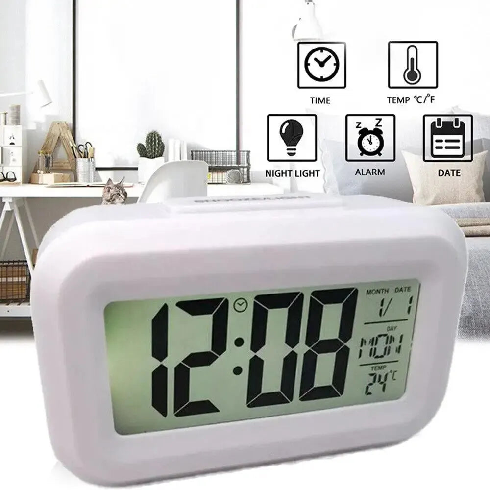 Reloj Despertador Digital LED con Pantalla Grande, Calendario y Temperatura