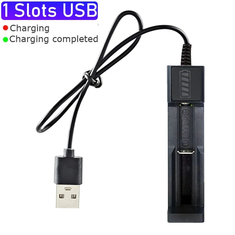 Cargador de Baterías 18650 USB - 1, 2 o 4 Ranuras con Indicador LED