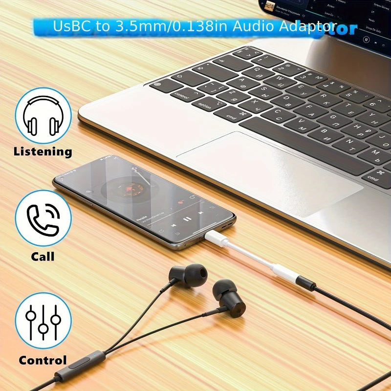 Adaptador USB Type-C a Jack 3.5mm - Cable de Audio Universal