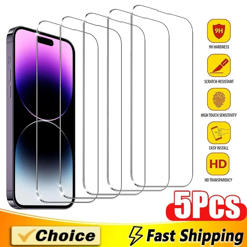 Vidrio Templado para iPhone (5 piezas) - Compatible con iPhone 6 al 17