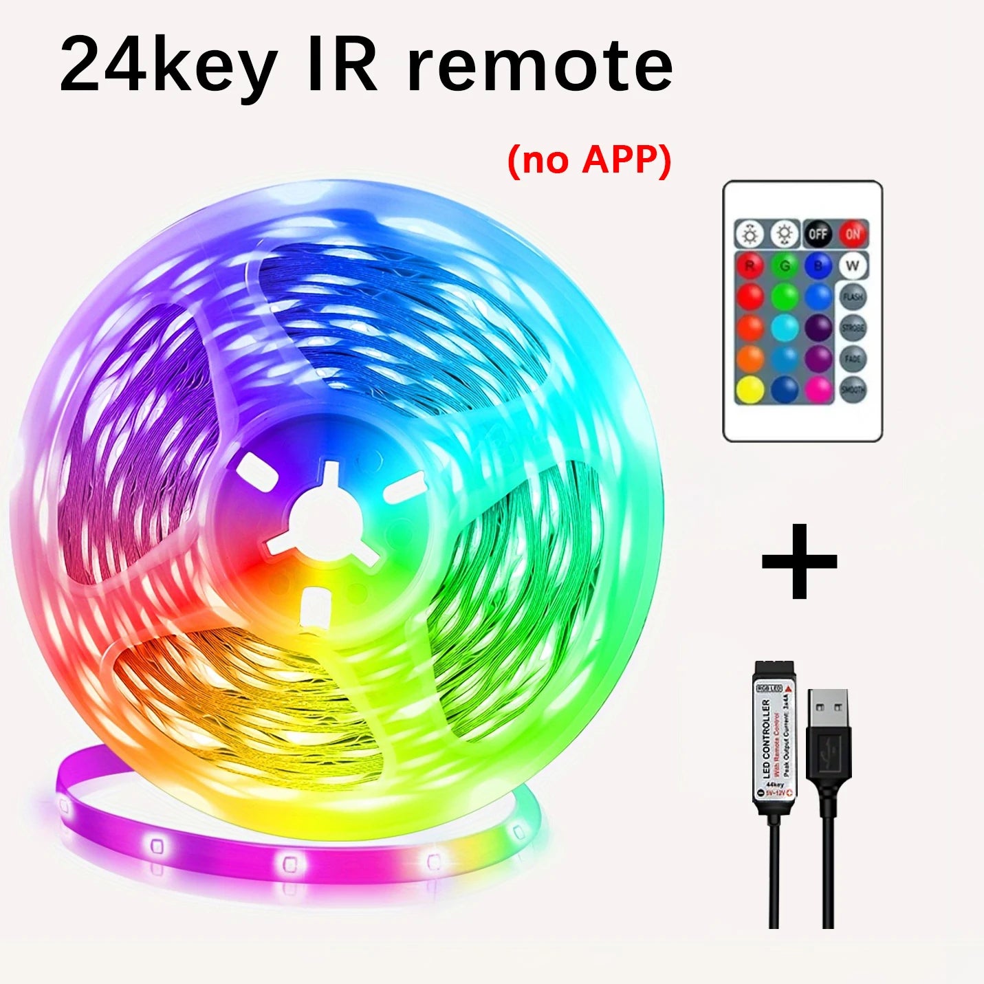 Tira LED RGB USB 5V con Control Remoto para Decoración de Habitación y TV