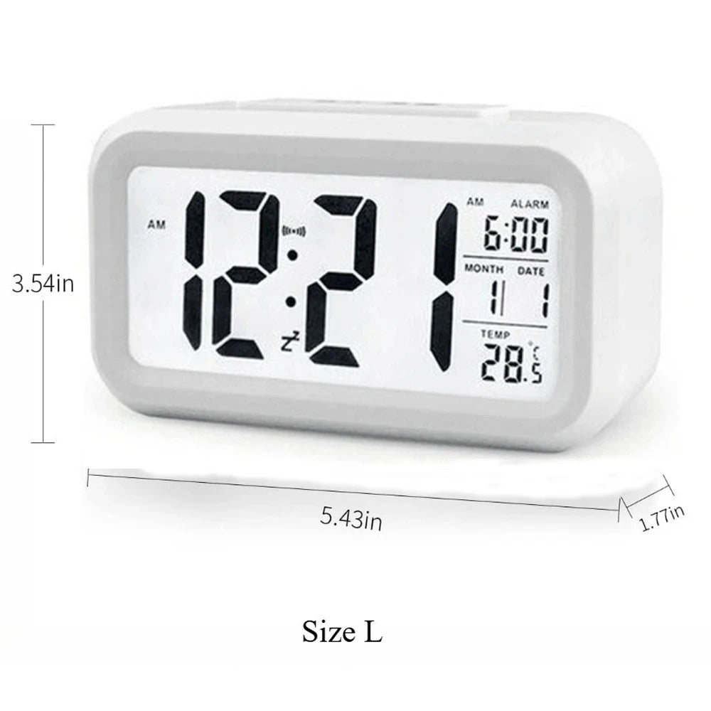 Reloj Despertador Digital LED con Pantalla Grande, Calendario y Temperatura