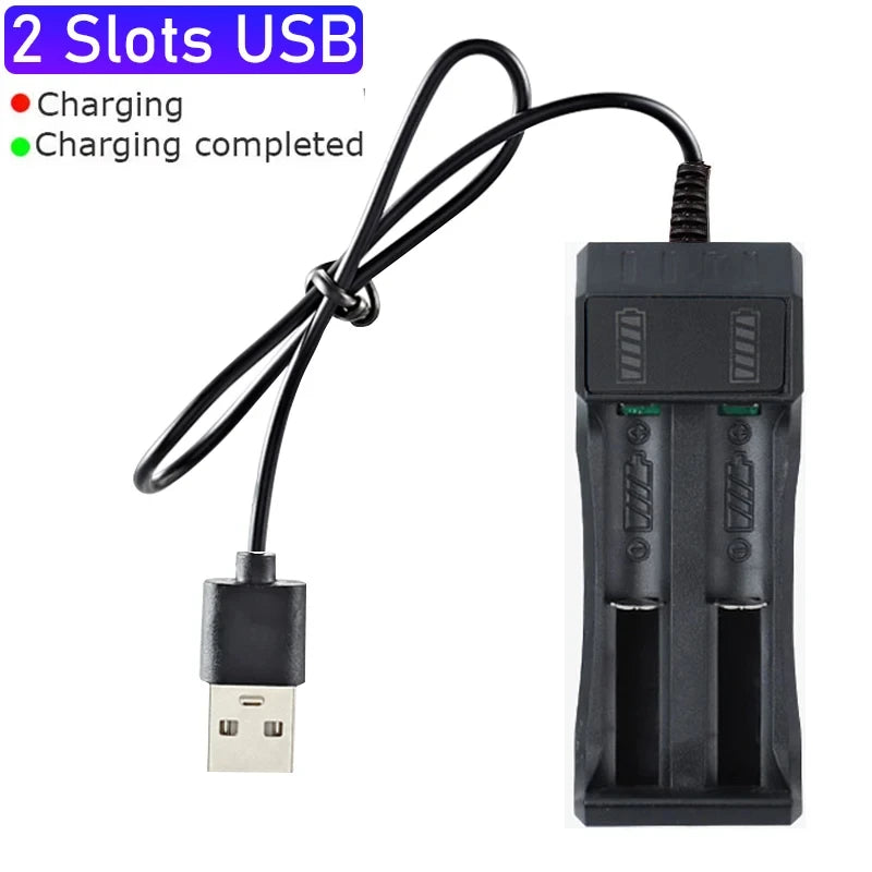 Cargador de Baterías 18650 USB - 1, 2 o 4 Ranuras con Indicador LED
