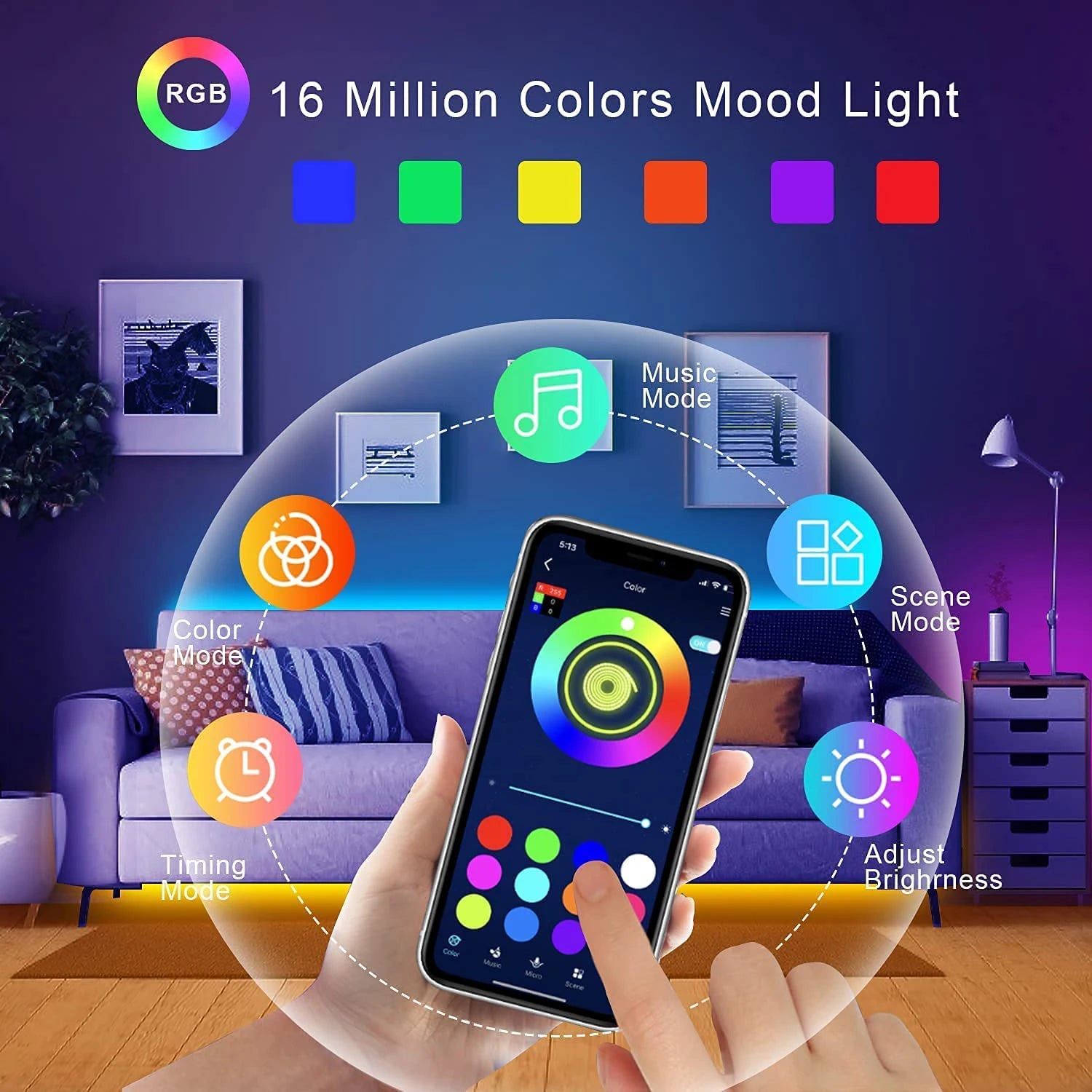 Tira LED RGB USB 5V con Control Remoto para Decoración de Habitación y TV