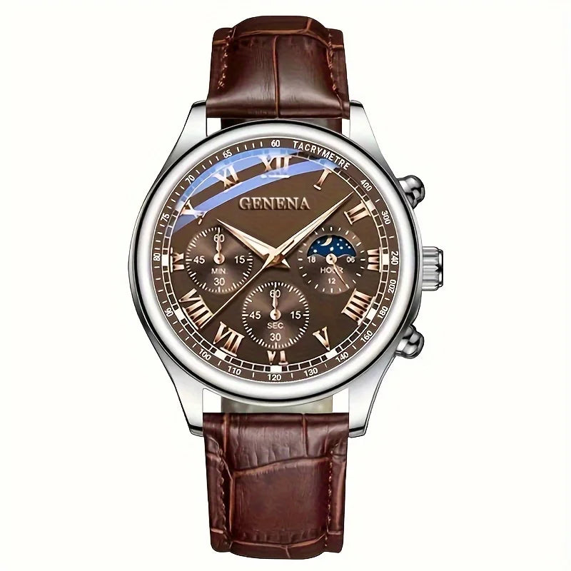 Reloj Geneva para Hombre - Reloj de Cuarzo Elegante con Correa de Piel