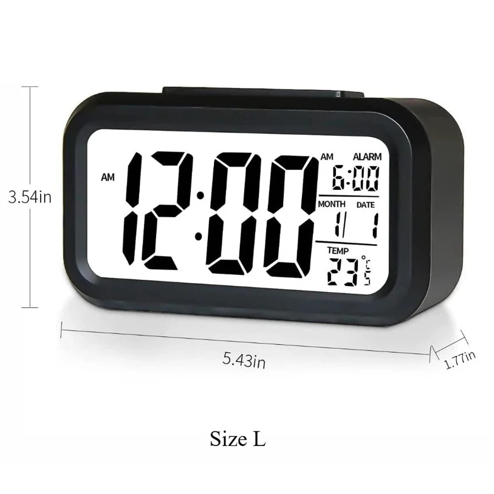 Reloj Despertador Digital LED con Pantalla Grande, Calendario y Temperatura