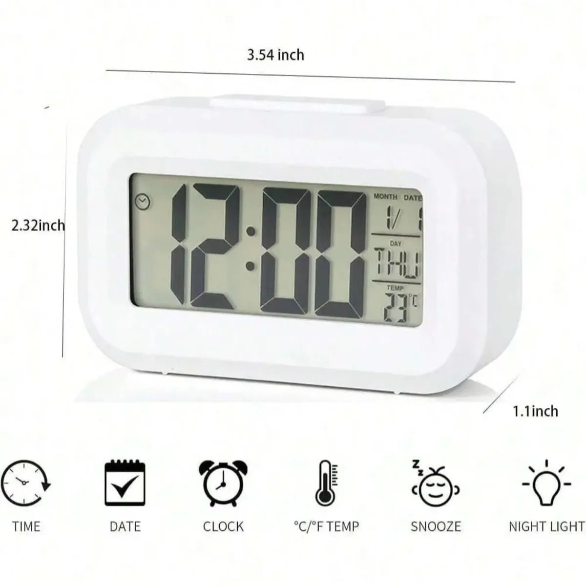 Reloj Despertador Digital LED con Pantalla Grande, Calendario y Temperatura