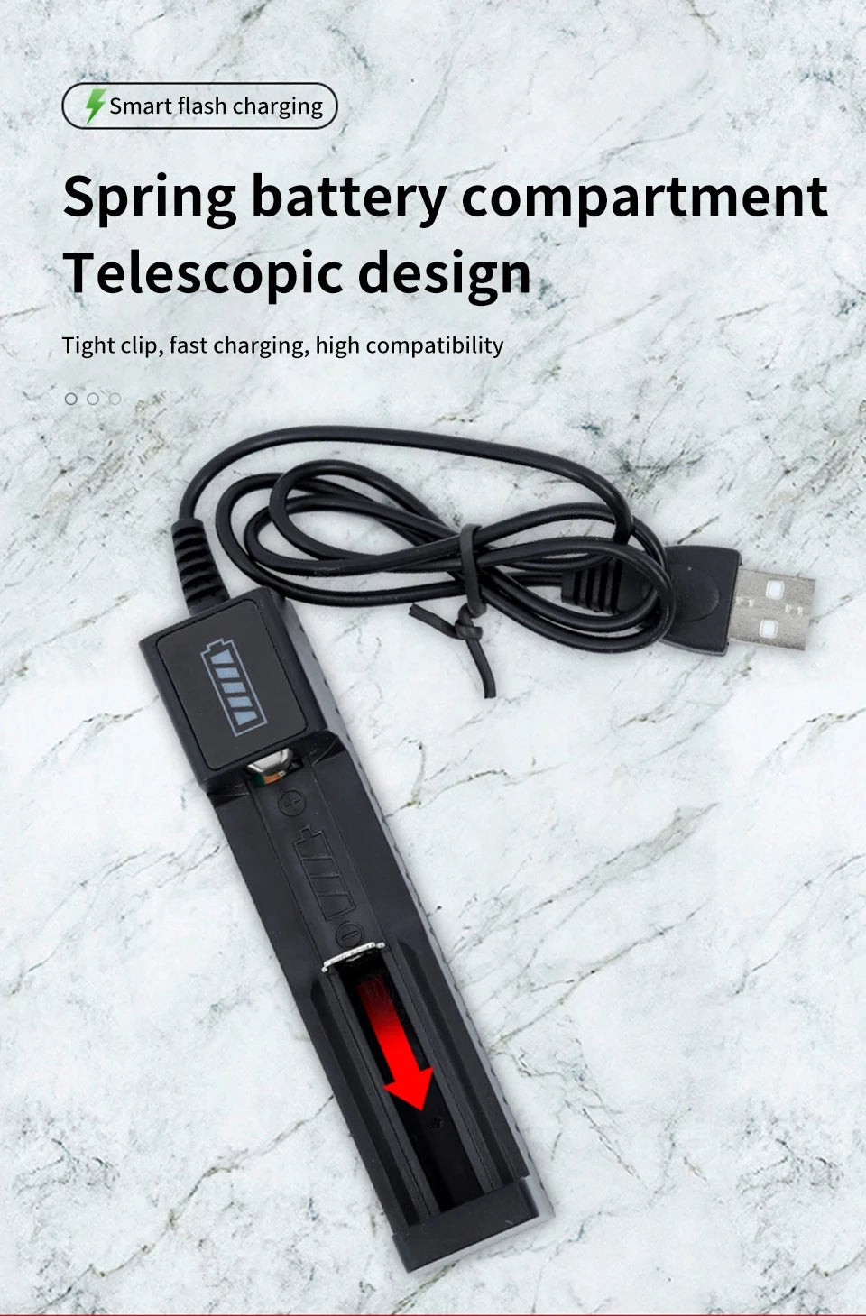 Cargador de Baterías 18650 USB - 1, 2 o 4 Ranuras con Indicador LED