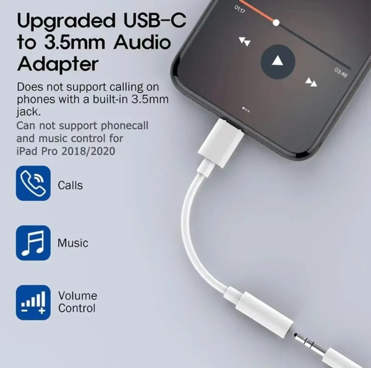 Adaptador USB Type-C a Jack 3.5mm - Cable de Audio Universal
